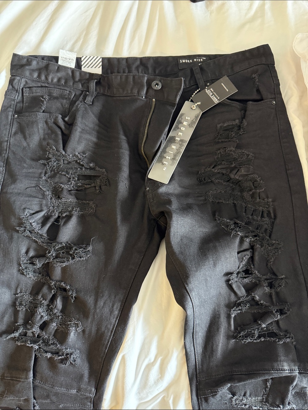 Smoke Rise Men's Black Ripped Skinny Jeans